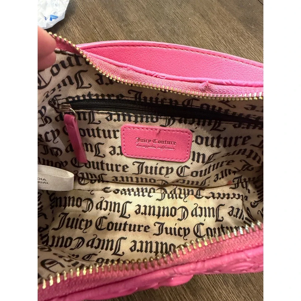 Juicy Couture Pink Embossed JC Heart Logo Shoulder Baguette‎ Bag